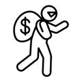 Robber thief carrying a sack of money Icon Royalty Free Stock Photo