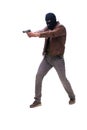 Robber wearing balaclava isolated on white background Royalty Free Stock Photo