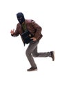 Robber wearing balaclava isolated on white background Royalty Free Stock Photo