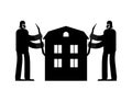 Robbers rob house sign. Thieves plunder house icon. Vector illustration