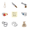 Robbery icons set, cartoon style