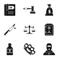 Robbery icons set, simple style Royalty Free Stock Photo