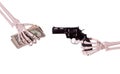 Robbery - skeleton hand with gun Royalty Free Stock Photo