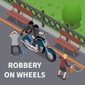 Robbery On Wheels Isometric Composition