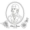 Robbie Burns icon line element. Vector hand drawn illustration of Robbie Rurns isolated on white background with