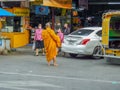 Buddhist monk wearing a saffron coloured robe