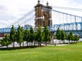 Robeling Bridge Cincinnati in Spring Royalty Free Stock Photo