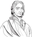 Robert Boyle cartoon portrait, vector