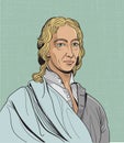 Robert Boyle cartoon portrait, vector