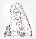 Robert Boyle vector sketch portrait isolated