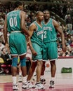 Robert Parish and Larry Johnson Royalty Free Stock Photo