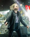 Robert Smith on the stage during a concert of The Cure Royalty Free Stock Photo