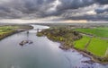 Robert Stephenson Britannia Bridge carries road and railway across the Menai Straits between, Snowdonia and Anglesey Royalty Free Stock Photo