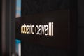 Roberto Cavalli shopping store. Via Monte napoleone fashion district in downtown Luxury shop boutique windows for