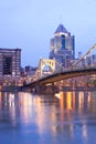 Roberto Clemente Bridge over Allegheny River at dusk, Pittsburgh Royalty Free Stock Photo