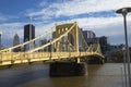 Yellow bridges over the Allegheny River in Pittsburgh, Pennsylvania Royalty Free Stock Photo