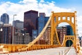 Roberto Clemente Bridge structure over Pittsburg view