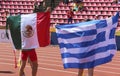 ROBERTO VILCHES from Mexico and ANTONIOS MERLOS from Greece wins high jump event on IAAF World U20 Championship Tampere, Finland