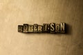 ROBERTSON - close-up of grungy vintage typeset word on metal backdrop