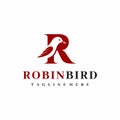 Robin bird with letter R logo design graphic Royalty Free Stock Photo