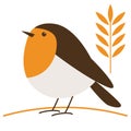 Robin bird, vector illustration, flat style,profile Royalty Free Stock Photo