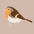Robin bird, vector illustration , flat style, profile Royalty Free Stock Photo