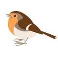 Robin bird, vector illustration , flat style, profile Royalty Free Stock Photo