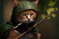 Robin hood archer cat illustration generative ai