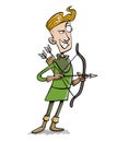 Robin Hood pointing his bow and arrow