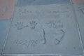 Robin Williams cast place hand prints in cement at Hollywood`s Chinese Theatre, Los Angeles, California, United States of America