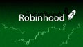 Robinhood cryptocurrency stock market name on abstract digital background. Crypto stock exchange banner for news and