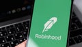 Robinhood mobile app on screen smartphone Royalty Free Stock Photo