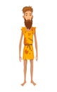 Robinson crusoe. Man on desert island has not seen civilization for a long time. Shipwrecked man. Flat cartoon vector