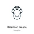 Robinson crusoe outline vector icon. Thin line black robinson crusoe icon, flat vector simple element illustration from editable