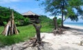 Robinson Crusoe bungalow at the beach Royalty Free Stock Photo