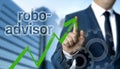 Robo advisor concept is shown by businessman Royalty Free Stock Photo