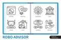 Robo advisor infographics linear icons collection