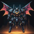 Robo mecha with wings bat vector illustration