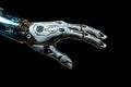 Robo tech precision Futuristic hand showcases advanced robotic technology seamlessly