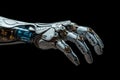 Robo tech precision Futuristic hand showcases advanced robotic technology seamlessly