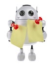 Robot with adhesive note