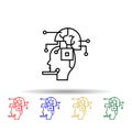 Robot, ai, brain multi color style icon. Simple thin line, outline vector of creative thinking icons for ui and ux, website or Royalty Free Stock Photo
