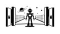 Robot AI Doorway Future Art, vector design Generative AI Royalty Free Stock Photo