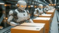 Robot AI facilitates package assembly in a modern factory