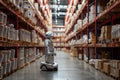 A robot aiding a warehouse worker in efficient inventory management, streamlining logistics