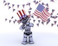 Robot with american flag