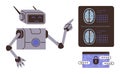 Robot analyzing brain scan images with secure data visualization for AI technology in healthcare Royalty Free Stock Photo