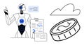 AI Robot Analyzing Data with Cloud Connectivity and Cryptocurrency Concept Royalty Free Stock Photo