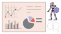Robot Analyzing Charts and Graphs with Data Visualization for Analytics Royalty Free Stock Photo