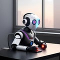 A robot analyzing data and making decisions.